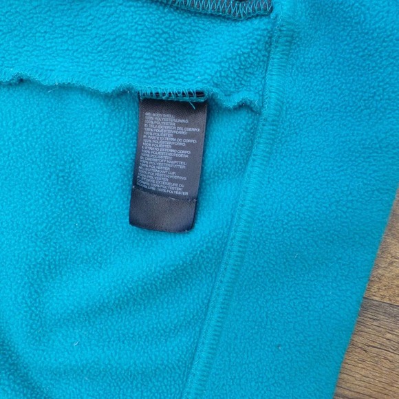 Women's North Face Full Zip Fleece L Blue Green Stitched Silver Logo - Picture 10 of 10
